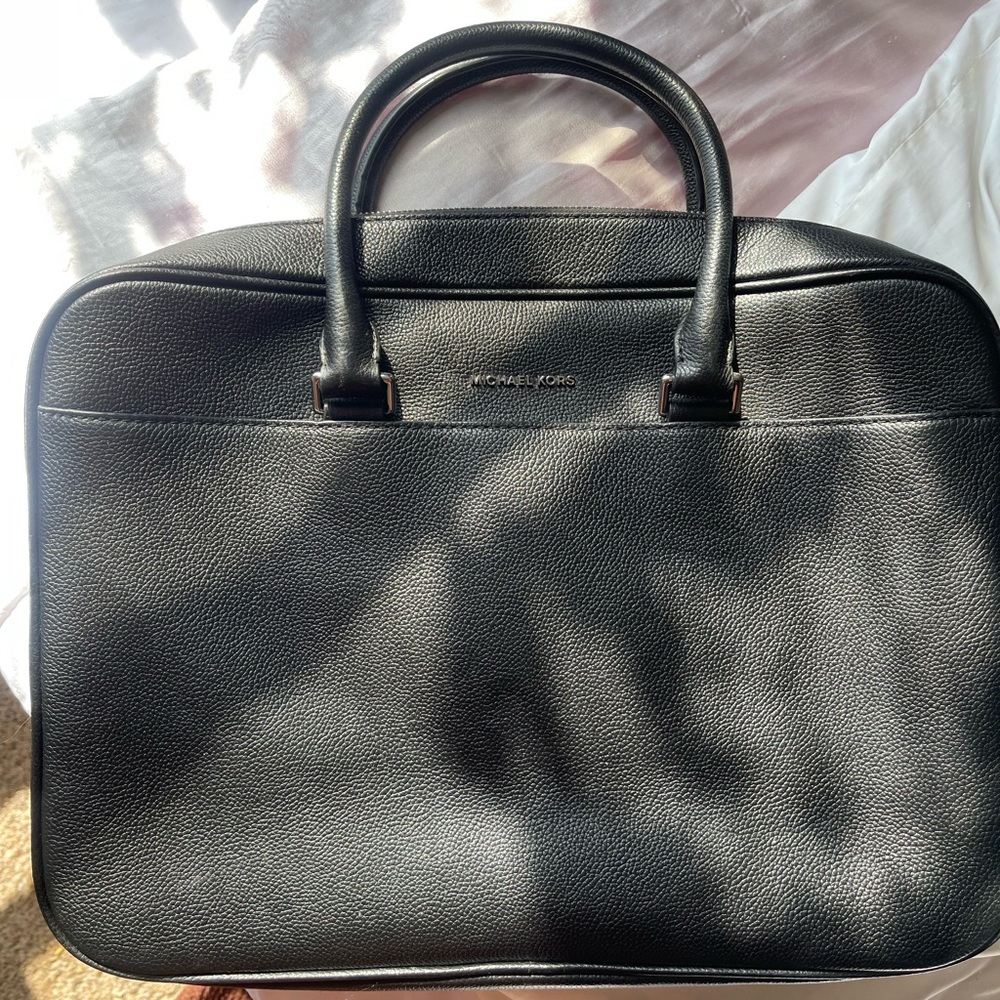 Michael Kors Black Pebbled Leather Laptop/Brief Case